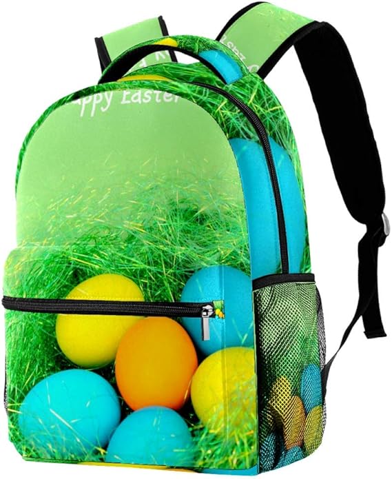Easter Painted Eggs Backpack Students Shoulder Bags Travel Bag College