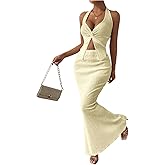 SOLY HUX Women's Two Piece Outfits Twist Front Halter Cami Tops and Skirt Summer Set