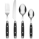 Cambridge Jubilee Black Stainless Steel Silverware Set for 4, 16-Piece | flatware set | dishwasher safe | black handles | knives, forks, and spoons | heavy duty cutlery set for kitchen and dining