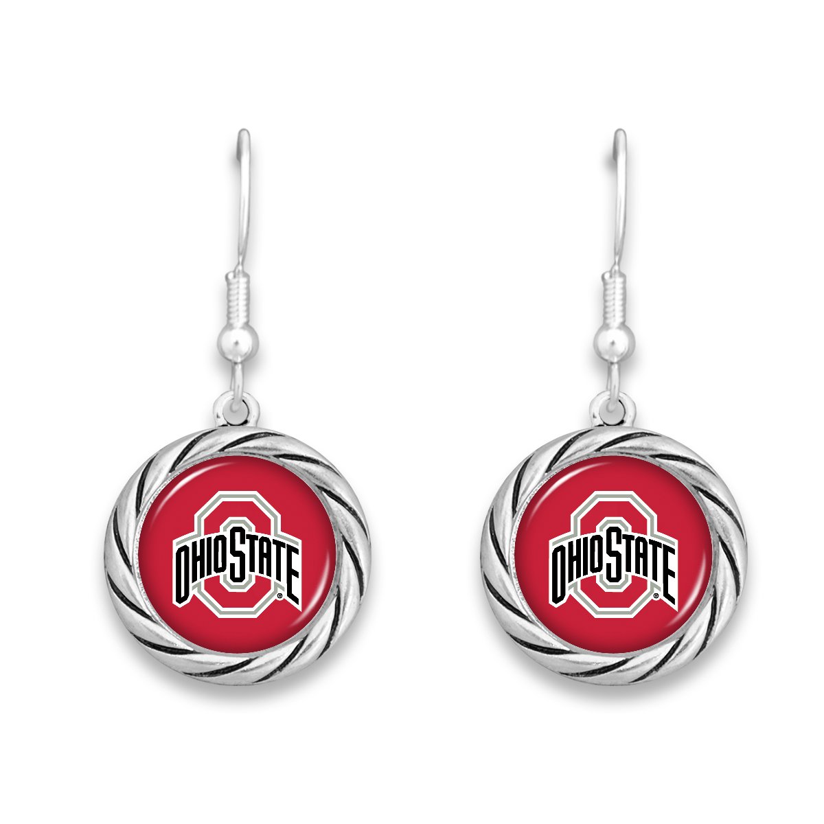FTH Ohio State Buckeyes Twisted Rope Circle Logo Earrings