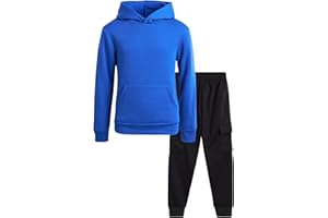 Quad Seven Boys' Fleece Jogger Set - 2 Piece Basic Solid Pullover Hoodie and Cargo Pocket Sweatpants (Size: 8-18)