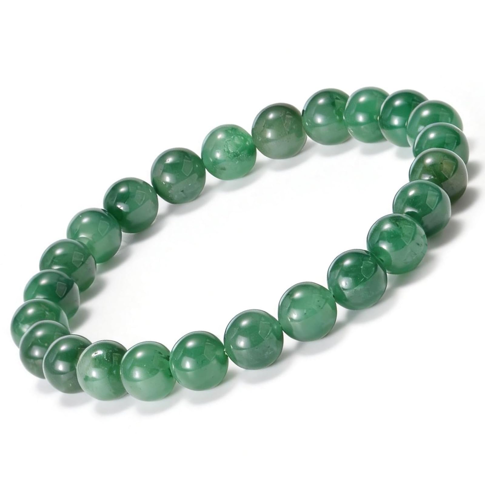 Photo 1 of Aluckiss 8mm African Jade Bracelets for Women Men 6.8 inch African Jades Crystal Round Beaded Stretch Bracelet Natural Gemstone Handmade Polishing Stone for Spiritual Healing Meditation Yoga