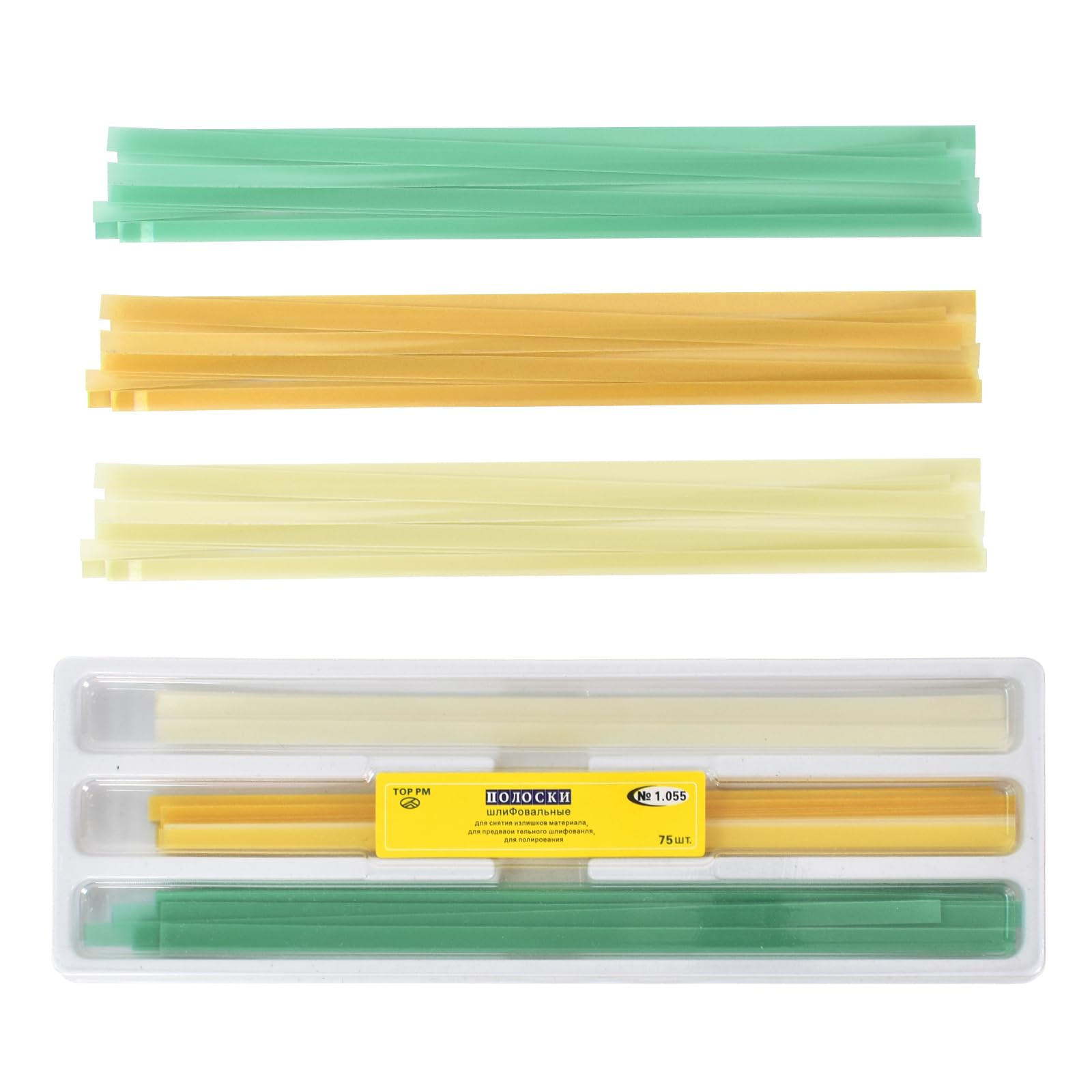 75 Abrasive Dental Polishing Strips - 4 x 145mm Dental Sandpaper Bright Contour Tool Kit for Teeth Whitening