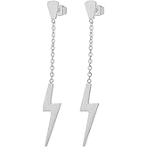 Edforce Stainless Steel Women's Lightning Bolt Dangle Earrings, 60mm/2.4in