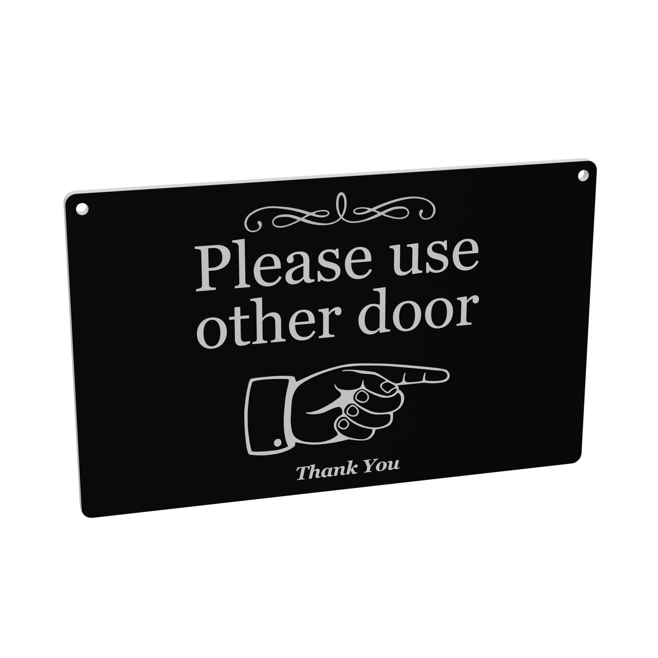 Reversible | Double Sided | Black and White 'Please use Other Door' Sign - Waterproof, UV Resistant, and Suitable for Long Term Outdoor Use | High Contrast and Easy to See — image 1
