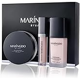 Full Coverage Foundation Makeup Kit of Liquid Foundation & Concealer, Loose Setting Powder, Base Makeup Set for Smooth Bluring Finish, Waterproof Long Lasting Hydrating Formula (Classic Ivory)