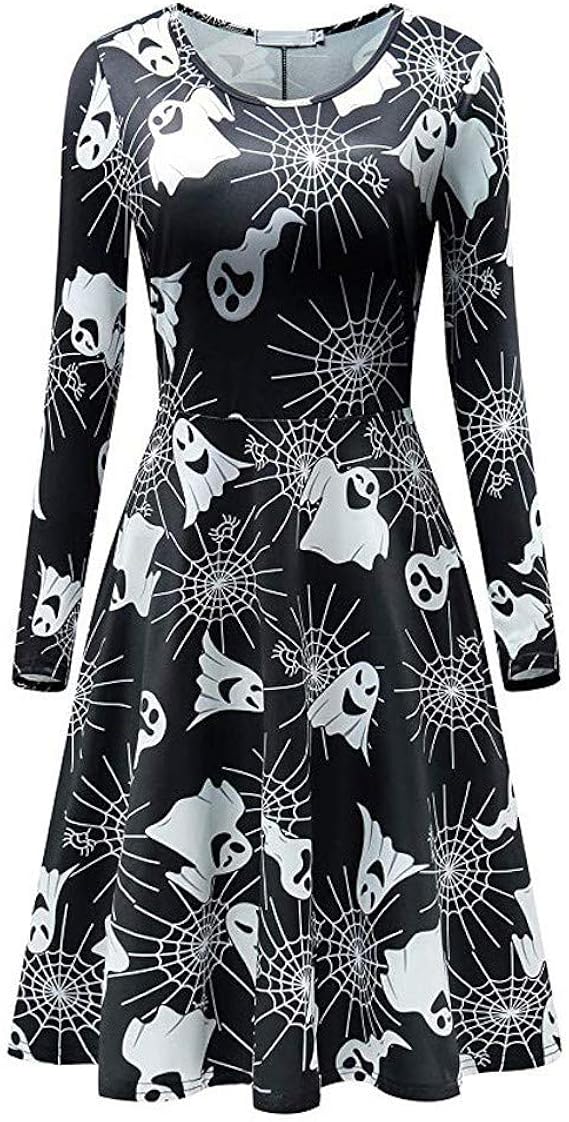 Amazon Co Jp ハロウィン ワンピース コスプレ 仮装 大人 レディース 長袖 かぼちゃ ゴースト クモの巣 Aライン スイングドレス 洋装 洋服 可愛い 魔女 悪魔 膝丈 フォーマル パーティードレス 通勤 発表会 演奏会 お呼ばれ 演劇 プロム ステージ衣装 服 ファッション小物