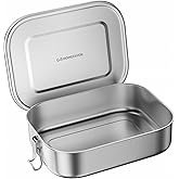 G.a HOMEFAVOR Stainless Steel Bento Lunch Box - Leak-Proof Metal Bento Box, Large Food Container with Lock Clips, Snack Container, Dishwasher Safe, 1400 ml/47 oz