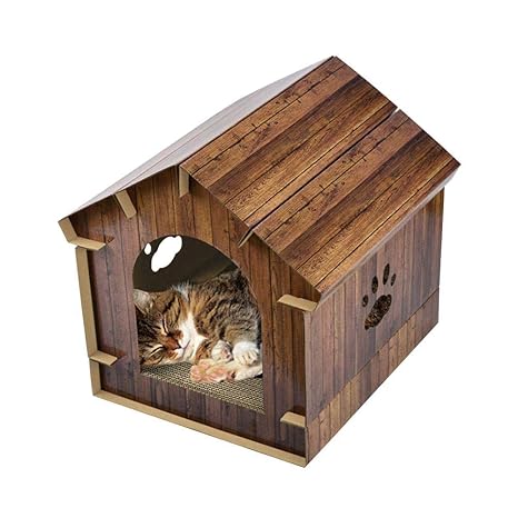 QueenHome Katzenhaus Lodge Pet Supplies Haustier Holzhaus Abnehmbare Wasserdichte Winddichte Pet Nest Cat Nest Geeignet Für K