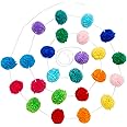 Colorful Wool Pom Pom Garland - 10 Feet, 24 Balls in 5 Colors, Rainbow Pom Pom Garland for Rainbow Birthday Decorations, Party, Nursery, Home Decor