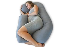 Pharmedoc Pregnancy Pillows, U-Shape Full Body Pillow – Cooling Cover Dark Grey – Pregnancy Pillows for Sleeping – Body Pillows for Adults, Maternity Pillow and Pregnancy Must Haves