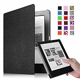 Fintie Kobo Aura H2O SmartShell Case - The Thinnest and Lightest Leather Cover for Kobo Aura H2O 6.8-Inch eReader with Auto Sleep/Wake Function (Not Fit Kobo Aura HD 6.8" or Kobo Aura 6), Black