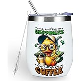 Funny Quotes Wine Tumbler, Sarcastic Duck Gifts Duck Decor Stuff Double Wall Vacuum Insulated Coffee Mug Wine Glass 12 oz Tumbler with Lid for Women Coworker Teacher Birthday Appreciation Christmas