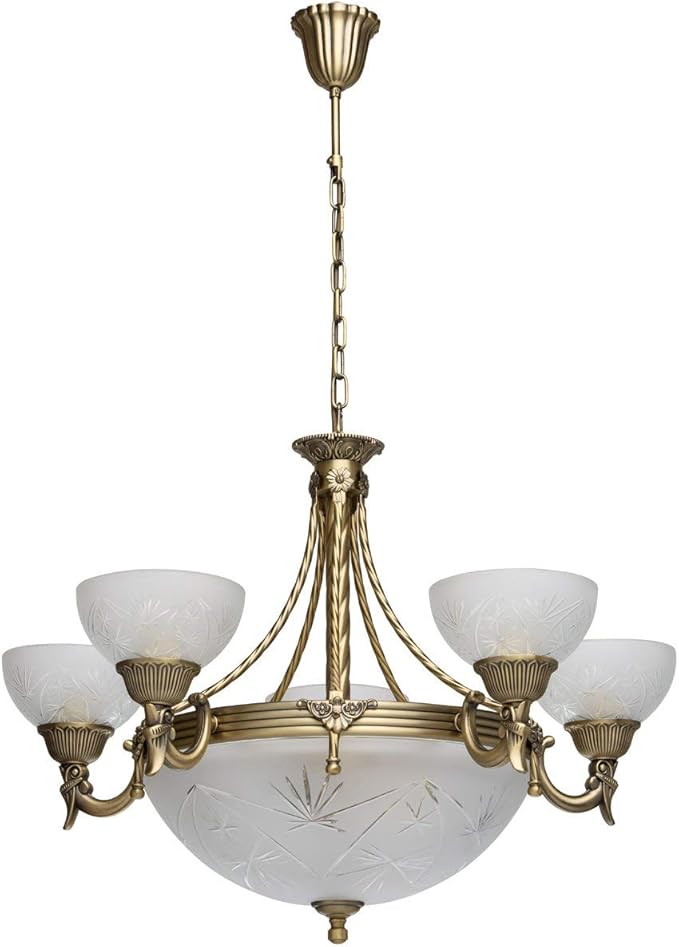 MWLight 317011708 Antique Chandelier Ceiling Light Pendant Brass Metal