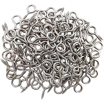 Axe Sickle 1 inch Small Screw Eyes Metal Eye Screw Hooks Self Tapping Screws Hook Ring Eyelet Hooks 100 Pcs.
