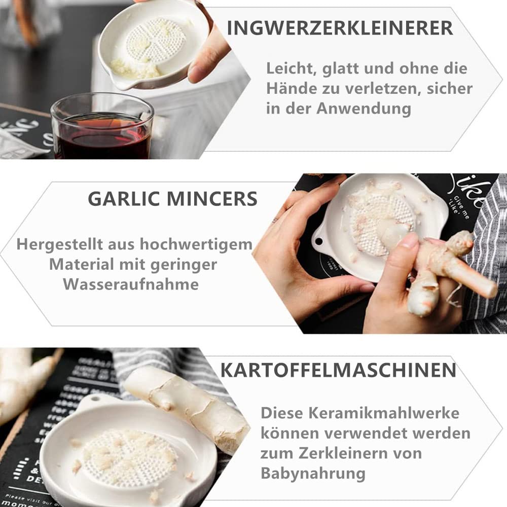 Norhogo Keramik Reibe, Keramik Ingwer Reibe, mit Bürste geliefertKnoblauchreibe Obstreibe Gemüsereibe Wasabireibe Für Ingwer Knoblauch Zwiebel orbicular 4