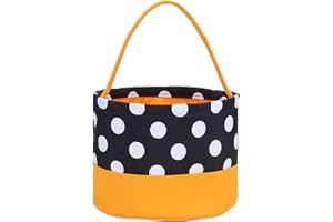 Oufegm Halloween Candy Basket Halloween Trick or Treat Bags Halloween Candy Buckets Fabric Gift Bags Halloween Parties(OrangeDot)