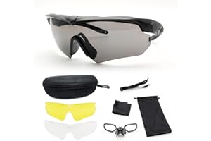 Yatrouys Tactical Eyewear Outdoor Unisex Shooting Glasses with 3 Interchangeable Lens Airsoft Goggle