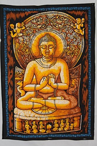 Denika Handicrafts Meditation Budha Tapestry Bohemian Wall Hanging, Psychedelic Wall Art, Dorm Décor Throw, Indian Wall Tapestries Art