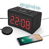 Alarm Clock for Heavy Sleepers with Radio,Digital Clock,Vibrating Alarm Clock with Bed Shaker, 3-Level Brightness Dimmer, USB
