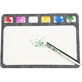TUNQISM 2 PCS Set Jewelry Bead Mats with Bead Scoop, Board with Six Individual Grids Beading Trays DIY