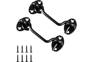 Zydiwo 2 Pack Stainless Steel Barn Door Lock Eye Latch Hook with Screws for Window Gate Cabin (Black-4inch)