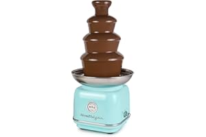 Nostalgia 4 Tier Electric Chocolate Fondue Fountain Machine for Parties - Melts Cheese, Queso, Candy, and Liqueur - Dip Straw