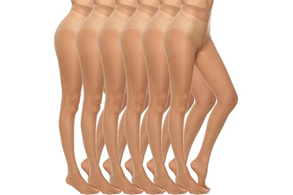 MANZI 6 Pairs Women's 20D Sheer Silky Pantyhose Run Resistant Nylon Tights High Waist Stockings