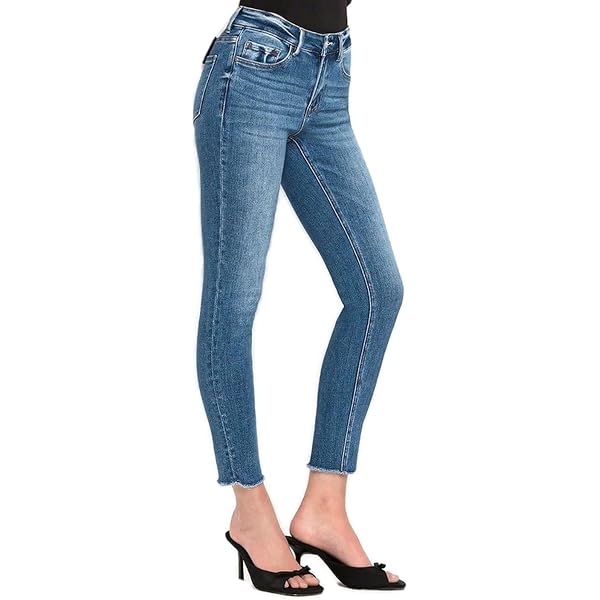 Jeans Skinny VERVET By Flying Monkey Ambra Denim Bianco Orlo Greco Effetto Invecchiato - Taglia 24
