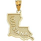 Louisiana State Map Charm Pendant in 10k Yellow Gold