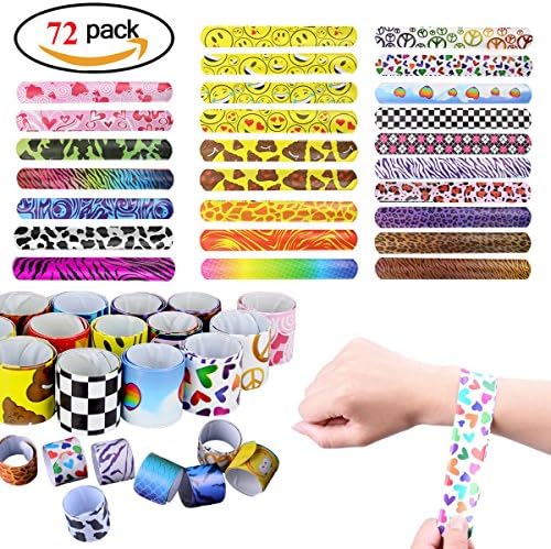 Slap Bracelets birthday party supplies with hearts emoji animals for kids Emoticon wristband party favors