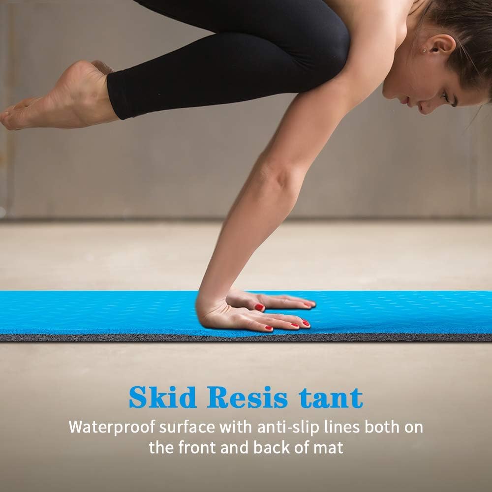 Asvin Yoga Mat 1/4 Inch Thick Fitness Exercise Mat, Non Slip, Striped, Sweat - Proof, Eco Friendly, TPE Workout Mat for Yoga, Pilates and Floor Exercises, 68"x27" : Sports & Outdoors