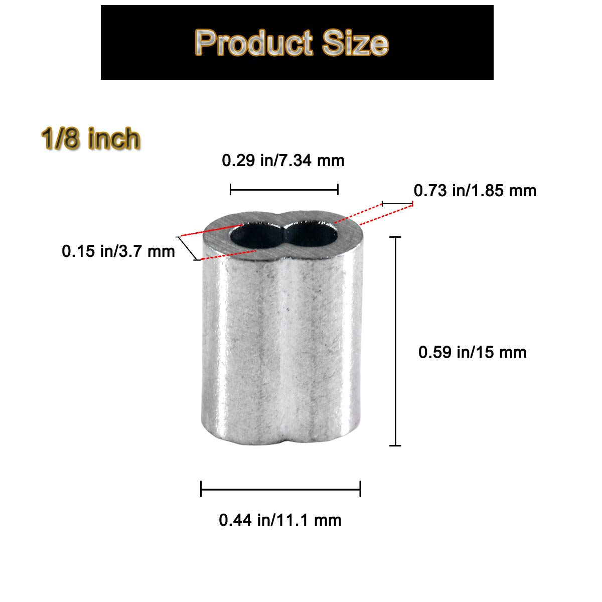 1/8In Dia Duplex Oval Cable Ferrule Wire Rope Crimping Loop Sleeves for ...