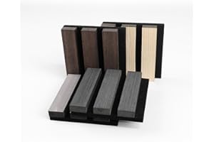 Elvone 4PCS Sample Wood Wall Panels, 3D Fluted Sound Absorbing Slat Wall Paneling, Wood Finish Sound Proof for Wall and Ceiling，4 Colors