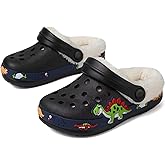 Toddler Lined Clog Slippers Winter Garden Sandals Kids House Shoes Warm Slip On Sneakers Cartoon Slides for Boys and Girls Children Indoor Outdoor