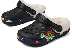 OHSNMAKSL Toddler Lined Clog Slippers Winter Garden Sandals Kids House Shoes Warm Slip On Sneakers Cartoon Slides for Boys and Girls Children Indoor Outdoor