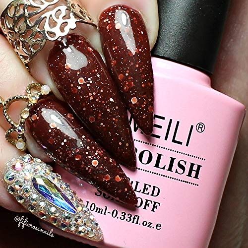 AIMEILI Soak Off UV LED Temperature Color Changing Chameleon Gel Nail Polish - Chocolate Spark (TC05) 10ml