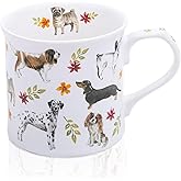 Cute Dog Coffee Mug, 12 oz Premium New Bone China Tankard Coffee Tea Mug, Holiday and Birthday Gift for Women, Dog Lovers, Dog Moms and Best Friends, Designed in England by Harvest Green Studio