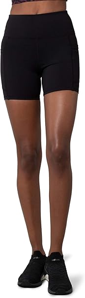 Kyodan Womenâs High-Waist Soft Stretch Shorts with 5-Inch Inseam, Side Pockets at Amazon Womenâs 