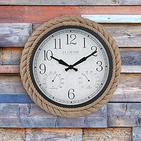La Crosse 433-3836 14-inch Rowan Indoor/Outdoor Rope Analog Quartz Wall Clock, Brown 61rtYFx0x%2BL