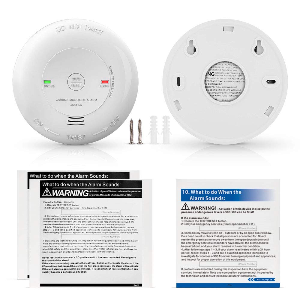 Carbon Monoxide Alarm Detector Battery Powered CO Alarm with UL Listed, Japanese Figaro Sensors CO Alert, Battery Included