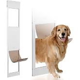 VEVOR Dog Door for Sliding Glass Door X-Large Doggy Door for Sliding Doors | For Dogs, 75 7/8"-80 11/16" Adjustable Height, Aluminum Frame, Tempered Glass, Pet Doors with Hinge Structure, Flap and Lock