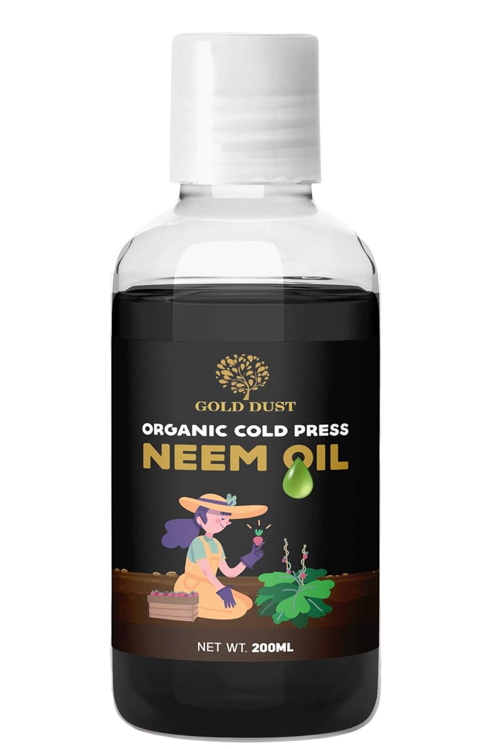 GOLD DUST Neem Oil for Pesticide, Cold Pressed Neem Seed