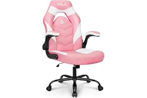 NEO CHAIR N-GEN Video Gaming Computer Chair Ergonomic Desk Office Chair for Adults with Lumbar Support Flip-Up Arms Adjustable Height Swivel Wheels PU Leather Executive Design for Home and Office (Pink)