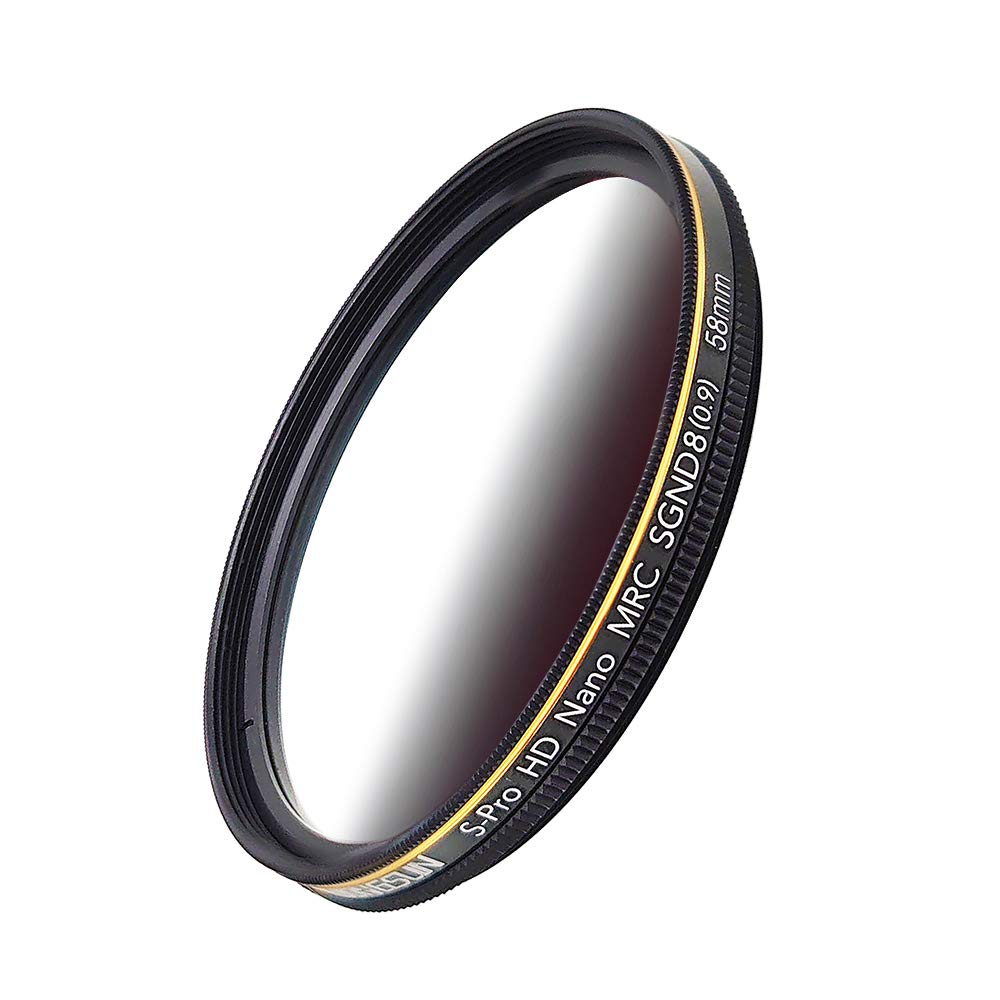 JONGSUN 58mm ND Filter, Color Soft Graduated Gray Neutral Density Filter, 18 Layer Multi-Coated, Optical Glass Schott B270, CSGND8 (0.9) 3-Stop