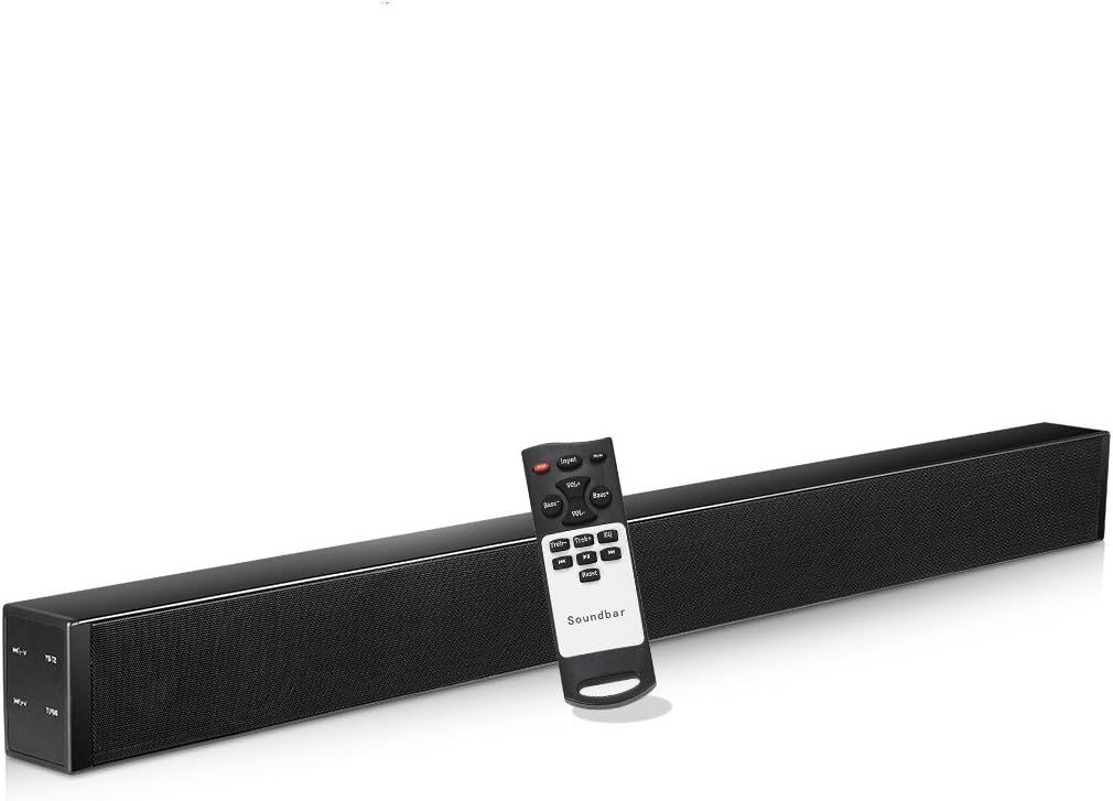 Mhhdal Sound Bar for TV,8 Speakers 60 Watt TV Sound Bar Wireless Bluetooth Sound Bar Speaker with Subwoofer for TV and 40inch Home Audio TV Speaker Support Optical/AUX/Coaxial(Hightest Version Black)