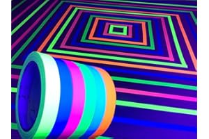 GreyParrot Tape UV Tape Blacklight Reactive, (6 Pack), (6 Colors), 33ft Per Roll, Fluorescent Cloth Tape, Glow in The Dark Tape Under UV Black Light