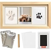 ZAPVLVT Paw Print Impression Kit for Dogs and Cats, 2 Clay, Large Ink Pad, Wooden Picture Frame, Pet Memorial Keepsake, Gift for Pet Owners & Lovers