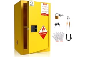 RQR 16 Gallon Flammable Storage Cabinet, Galvanized Steel Flammable Liquid Storage Cabinet 35.5" x 23.23" x 18.11", Adjustable Shelf Flammable Safety Cabinet for Home Industrial and Commercial Use