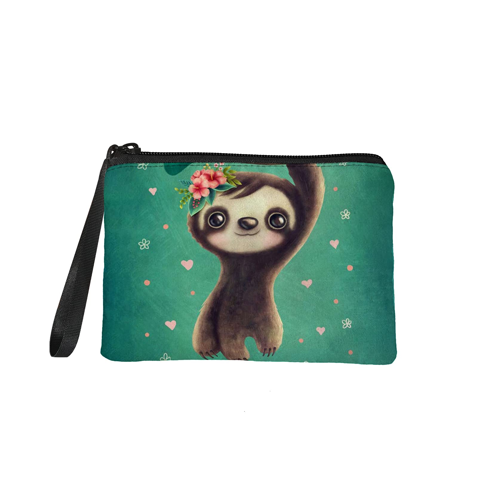 Kuiaobaty Lovely Sloth Print Small Coin Purse Mini Change Pouch Zip Wallet Makeup Purse for Women Travel